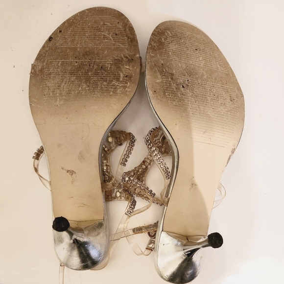 Pierre Michel Silver Metalic Glitter Rhinestone Heels - Picture 6 of 6